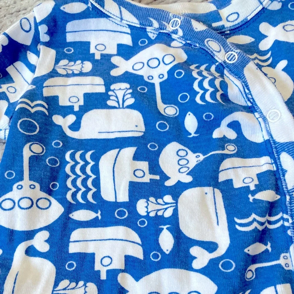 Nordstrom Baby Boy Whale Footed Romper‎ Newborn Submarine Footie Pajamas